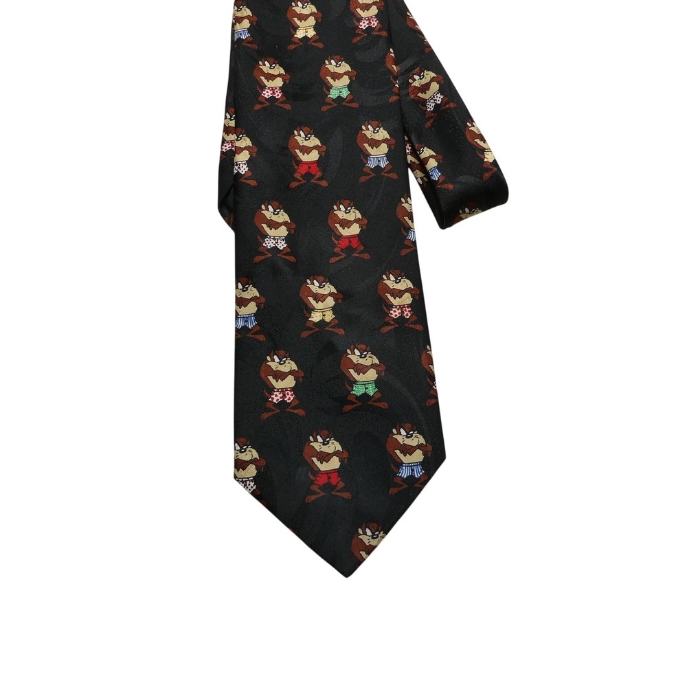 Vintage Looney Tunes Taz Tie Mens One Size Black Novelty Necktie Cartoon 90s